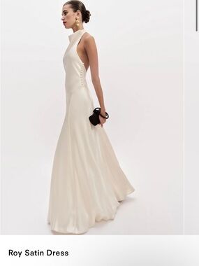 Reformation Ivory Roy Satin Halter Wedding Gown